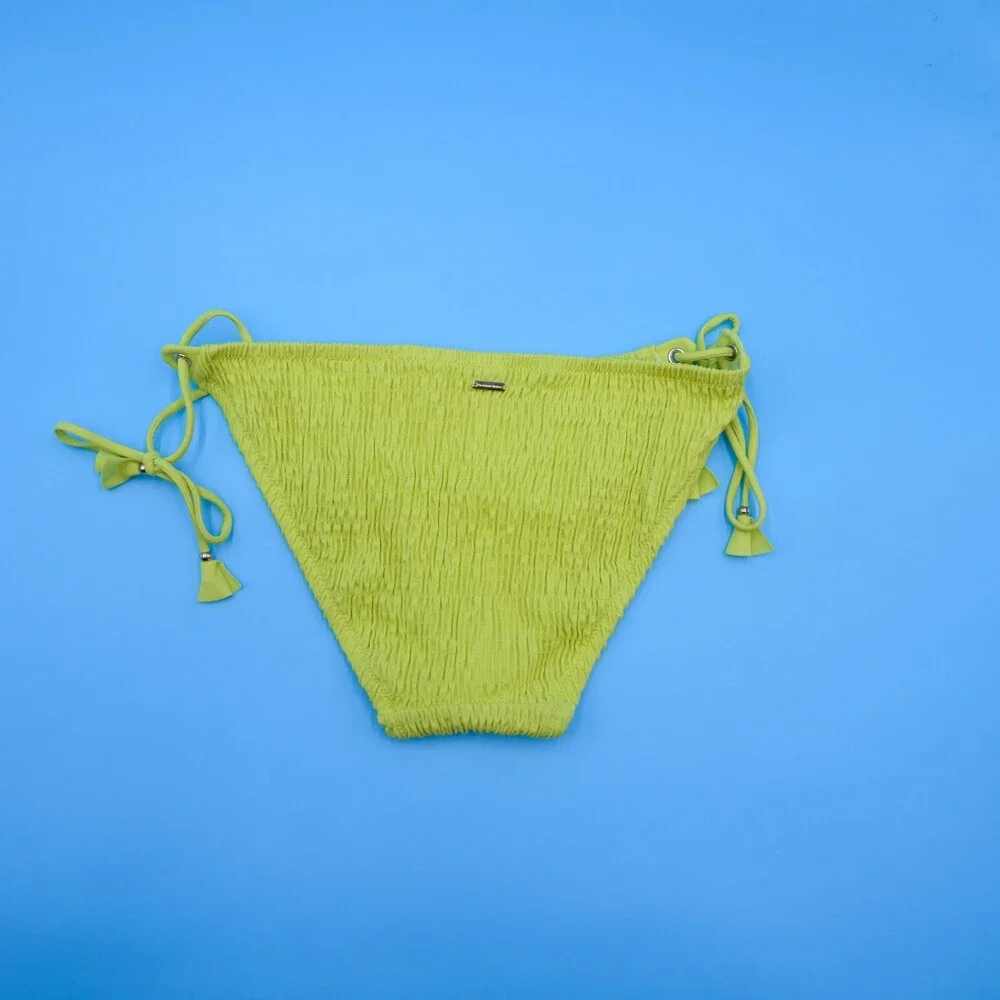Victorias‎ Secret Large Bikini Bottom Yellow Side Tie Brazilian Swim Tassled New